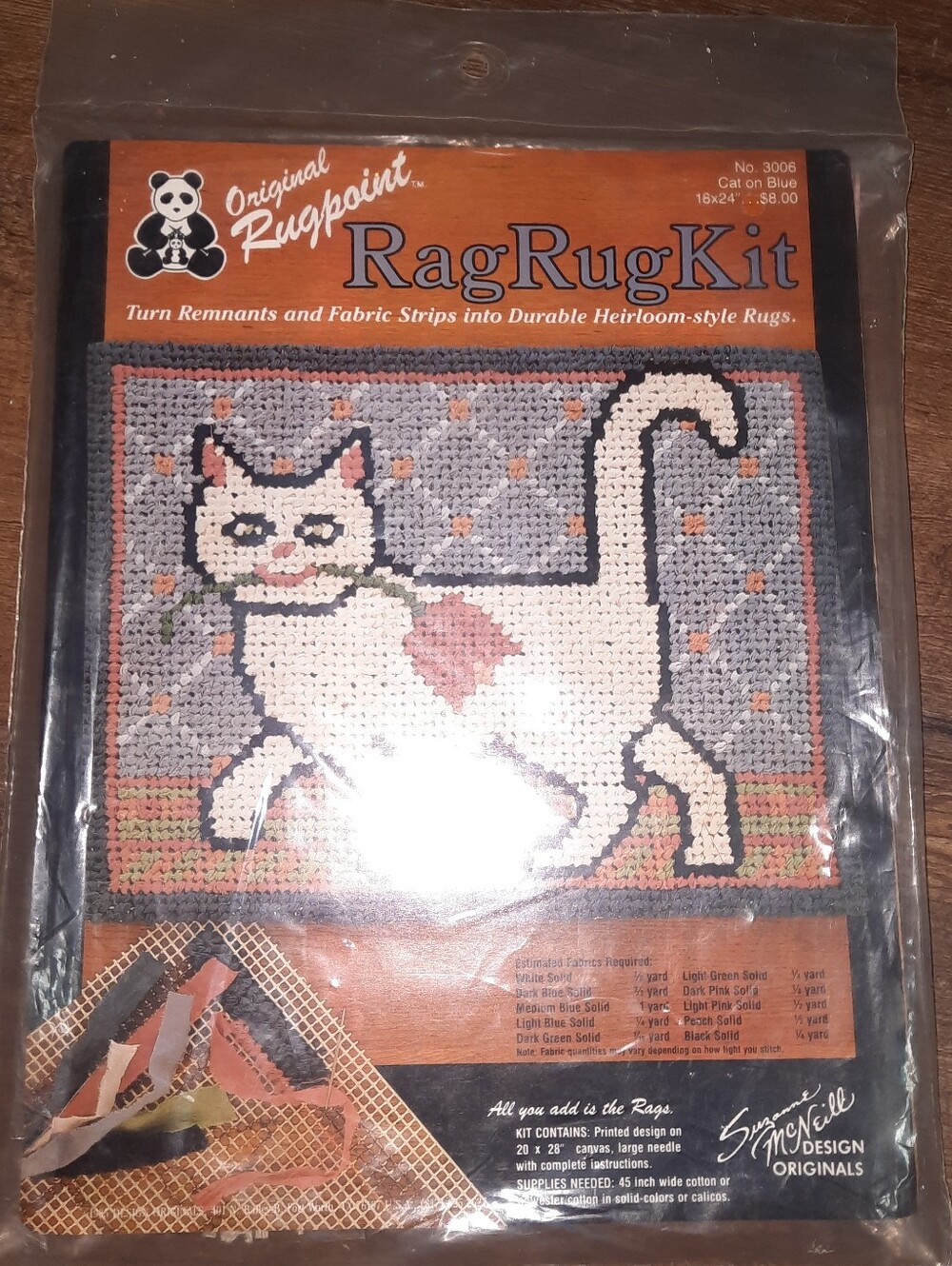 Vintage Rag Rug Kit With Cat